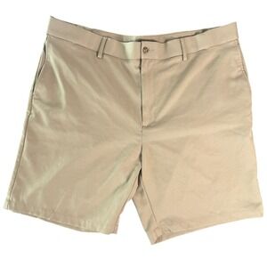 PGA Tour Mens Golf Shorts Khaki Tan Flat Front Performance Polyester Size 42